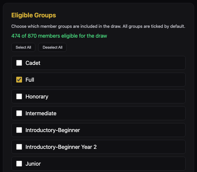 Tick the member groups that can be drawn.